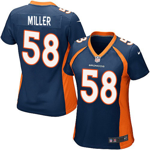 Women's Game Von Miller Nike Jersey Navy Blue Alternate - #58 NFL Denver Broncos